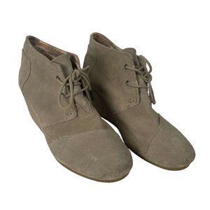 TOMS Taupe Wedge Booties - Women’s W10